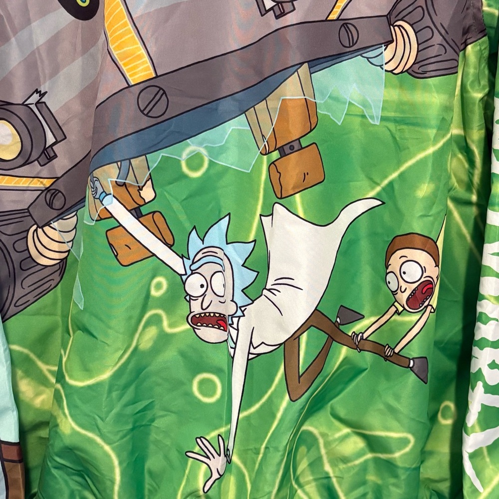 NWT Rick and Morty Members Only Bomber Jacket Green Portal Graphic Full Zip M - Picture 6 of 15